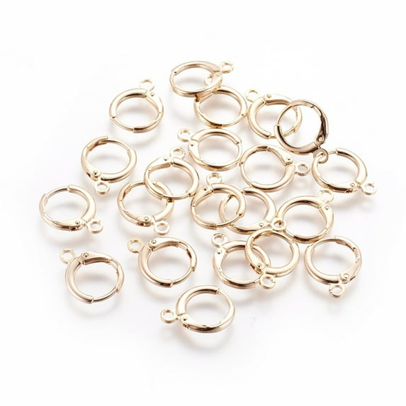 100 pc Brass Huggie Hoop Earring Findings with Horizontal Loop Nickel Free Real 18K Gold Plated 14.5x11.5x2mm Hole: 1.8mm Pin: 0.8mm
