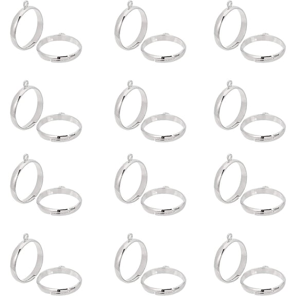 100 pc Brass Loop Ring Bases Adjustable Lead Free Cadmium Free and Nickel Free Platinum Color Size: 19mm in diameter 17mm inner diameter 1mm thick Loop: 2mm