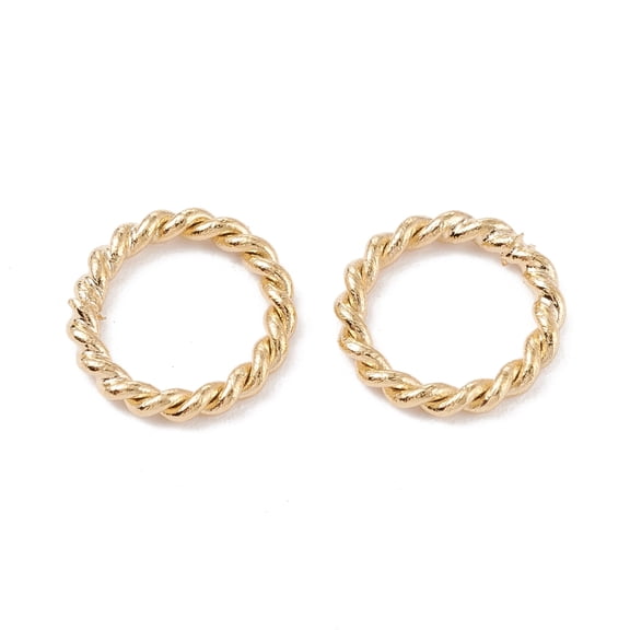 100 pc Brass Soldered Closed Jump Rings Twisted Round Real 24K Gold Plated 8x1mm Inner Diameter: 5.5mm