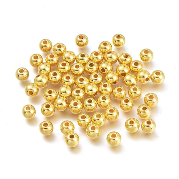 100 pc CCB Plastic Round Bead Spacers Golden 5mm Hole: 1.5mm