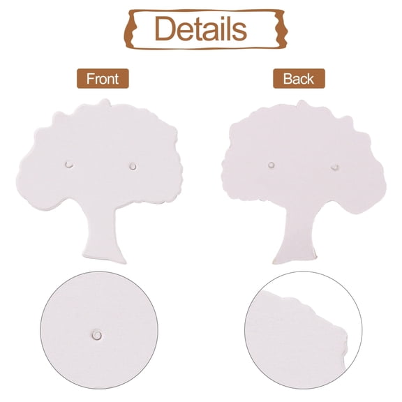 100 pc Cardboard Earring Display Cards Tree White 39.5~40x39x0.4mm Hole: 1.2mm