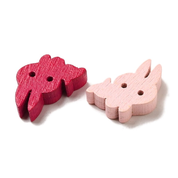 100 pc Cartoon Bunny Buttons Wooden Buttons Rabbit Mixed color 13mm long 16mm wide 3.5mm thick