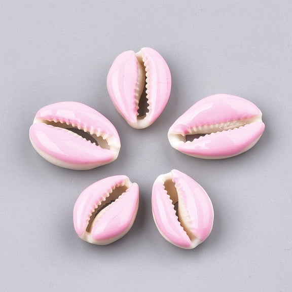 100 pc Cowrie Shell Beads with Enamel No Hole/Undrilled Pink 20~26x13~18x5~7mm for DIY