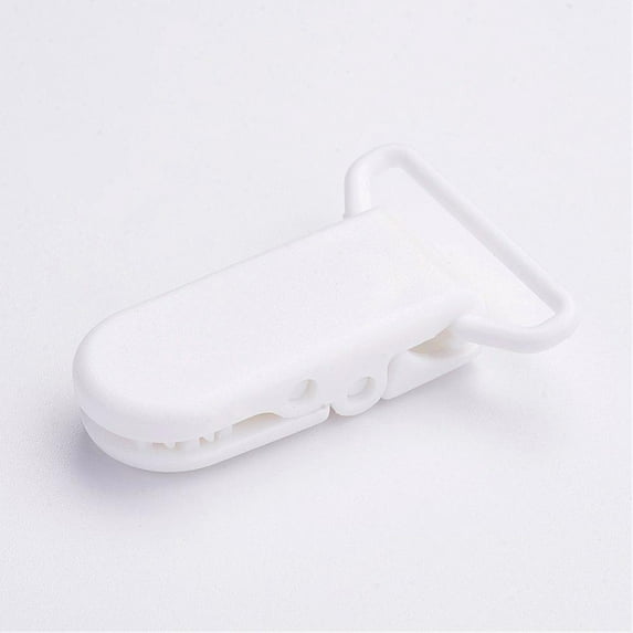 100 pc Eco-Friendly Plastic Baby Pacifier Holder Clip White 43x31x9mm