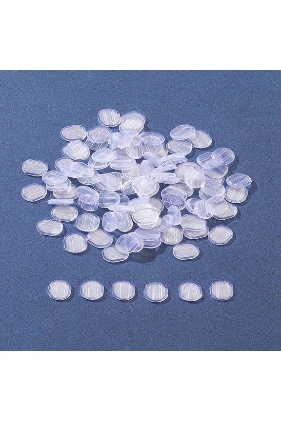 100 pc Eco-friendly PVC Earring Pads Clip Earring Cushions for Clip-on Earrings Oval Clear 10x9x2.5mm Hole: 7x1mm