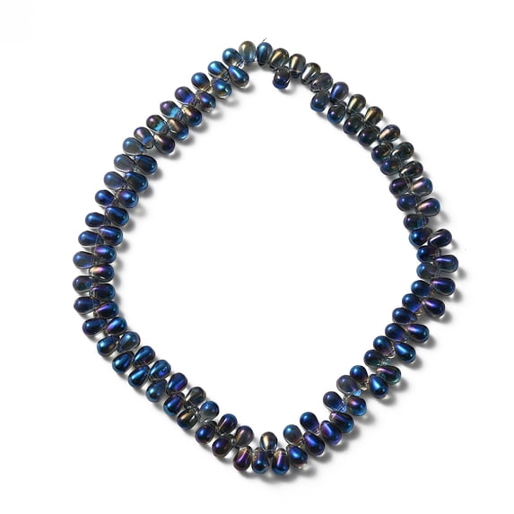 100 pc Electroplate Glass Beads Top Drilled Teardrop Royal Blue 8.5x5x5.5mm Hole: 0.8mm