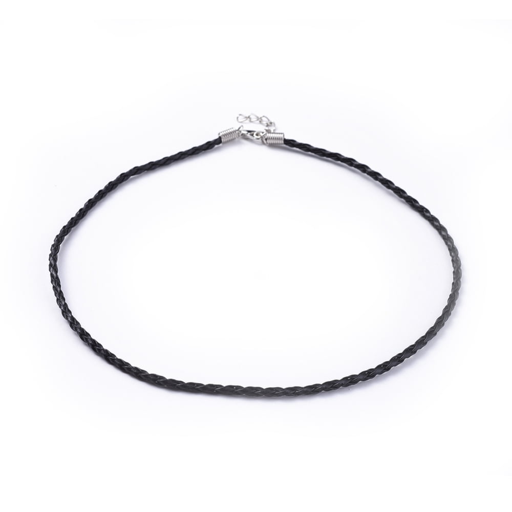 100 pc Imitation Leather Necklace Cord Black Platinum Color 3mm in diameter 17 inchDIY