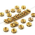 thumbnail image 1 of 100 pc Iron Rhinestone Spacer Beads Grade B Rondelle for Jewelry Craft Making Findings Straight Edge Golden 7~8x3~3.5mm Hole: 2mm, 1 of 4