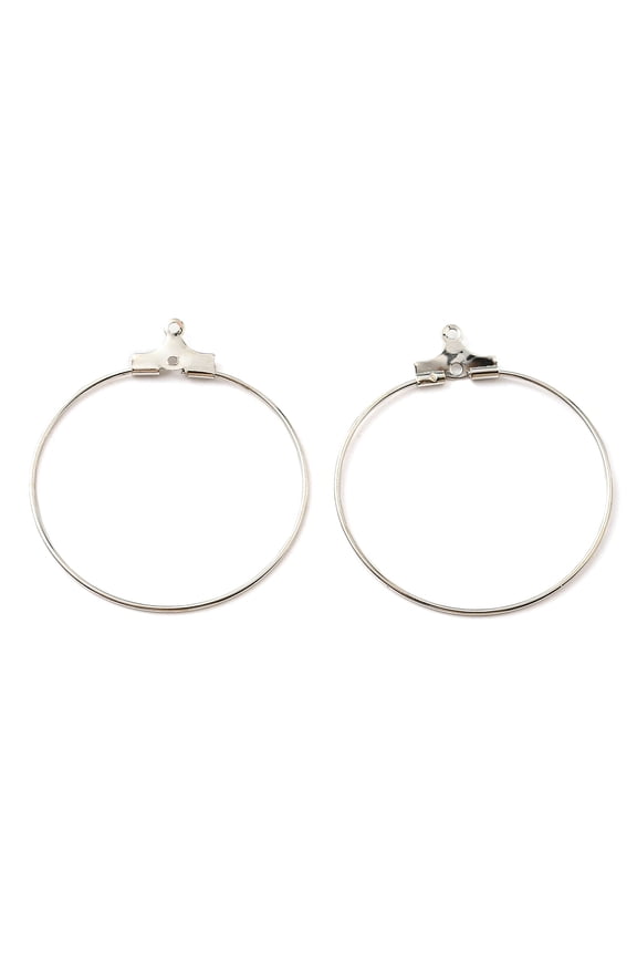 100 pc Iron Ring Hoop Earring Pendant 2-Loop Link Pendants Platinum 34.5x31.5x0.7mm Hole: 1mm