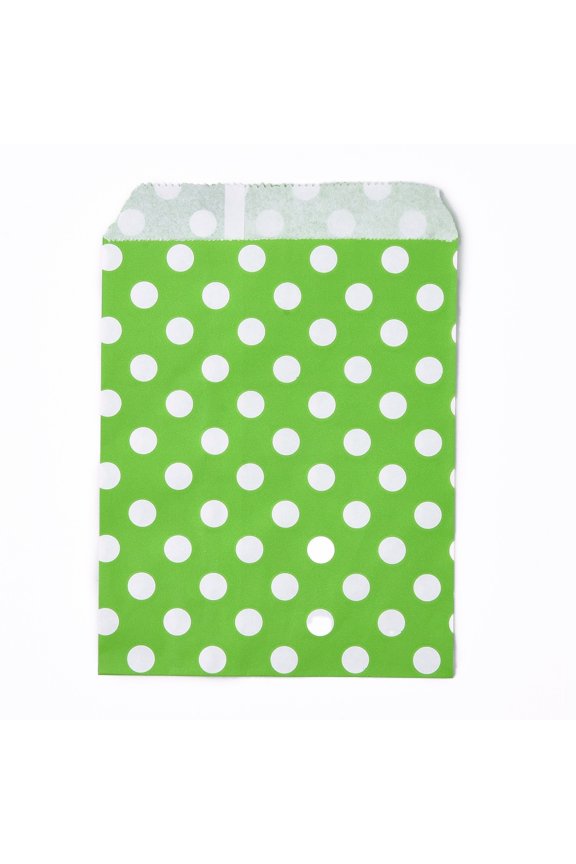 100 pc Kraft Paper Bags No Handles Food Storage Bags Polka Dot Pattern Green 18x13cm