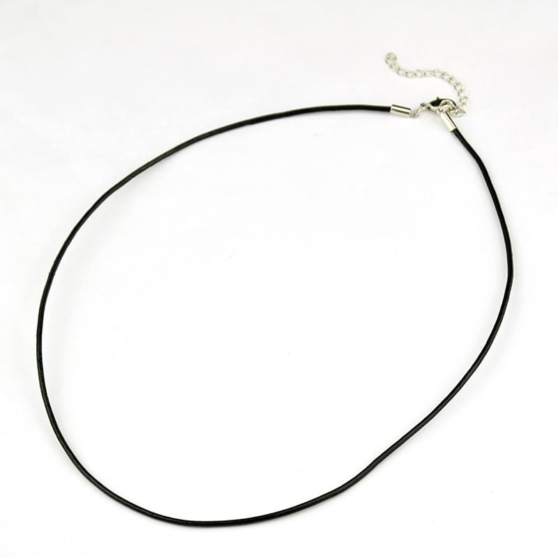 100 pc Leather Cord Necklace Making with Zinc Alloy Lobster Claw Clasps and Brass Findings Nickel Free Platinum Metal Color Black 47~48cm