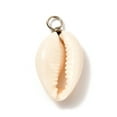 thumbnail image 1 of 100 pc Natural Cowrie Shell Pendants Shell Charms with Eco-Friendly Copper Wire Platinum 24~30x14~17x5~9mm Hole: 4mm, 1 of 4