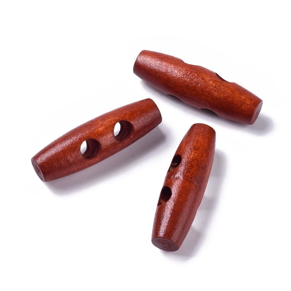 100 pc Natural Wood Buttons Horn Toggle Buttons 2-Hole for Sewing Accessories Sienna 40x11mm Hole: 6mm Wood