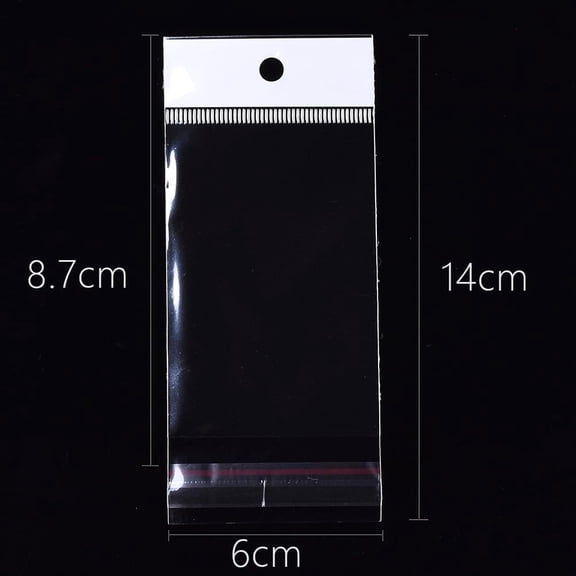 100 pc OPP Cellophane Bags Rectangle Clear 14x6cm Unilateral Thickness: 0.045mm Inner Measure: 8.7x6cm