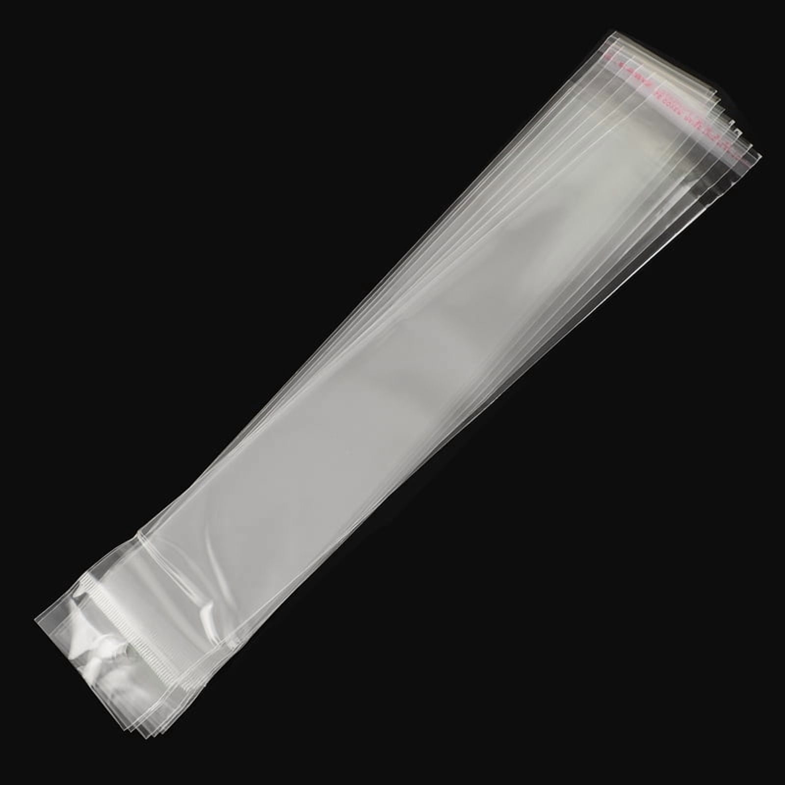 100 pc OPP Cellophane Bags Rectangle Clear 31x5cm Hole: 8mm Unilateral ...