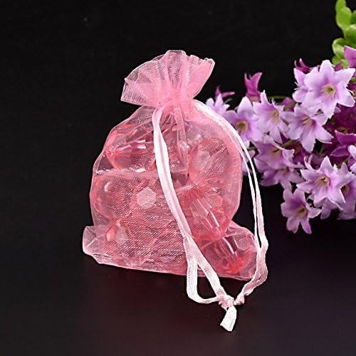 100 pc Organza Gift Bags with Drawstring Jewelry Pouches Wedding Party Christmas Favor Gift Bags Hot Pink Size: 8cm wide 10cm long