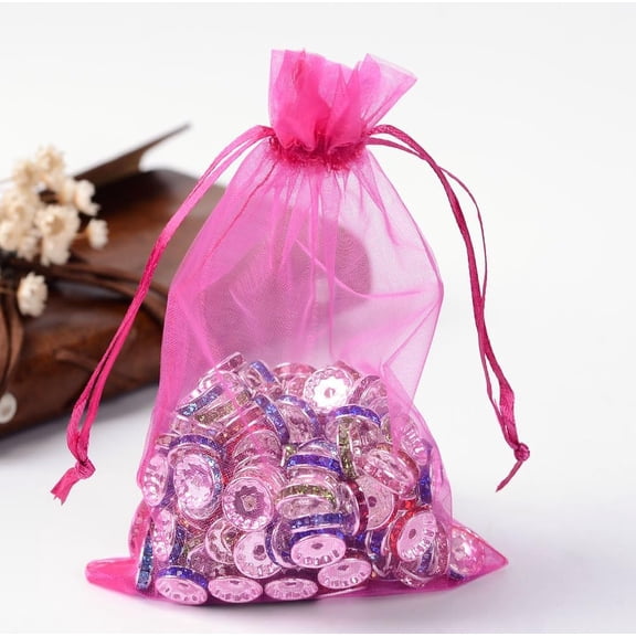 100 pc Organza Gift Bags with Drawstring Jewelry Pouches Wedding Party Christmas Favor Gift Bags Medium Violet Red 15x10cm diy
