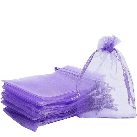 100 pc Organza Gift Bags with Drawstring Wedding Party Christmas Favor Gift Bags Organza Pouches for Potpourri Medium Purple 15x10cm