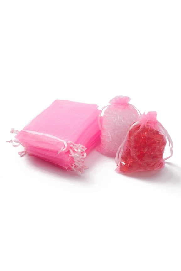 100 pc Organza Gift Bags with Drawstring Wedding Party Christmas Favor Gift Bags Organza Pouches for Potpourri Pink 12x9cm DIY