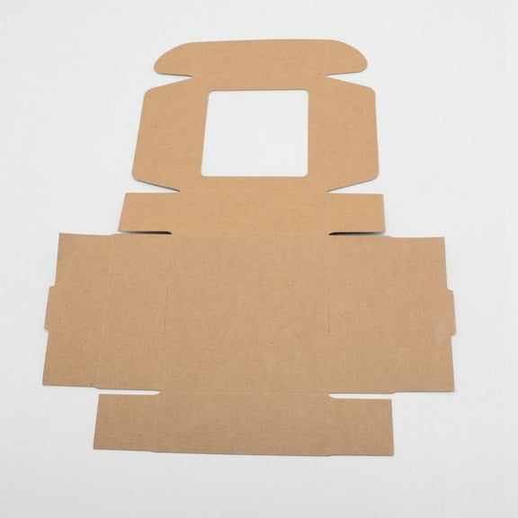 100 pc Paper Candy boxes Bakery box with PVC Clear Window for Party Wedding Baby Shower Square Tan 9.5x9.5x3.5cm