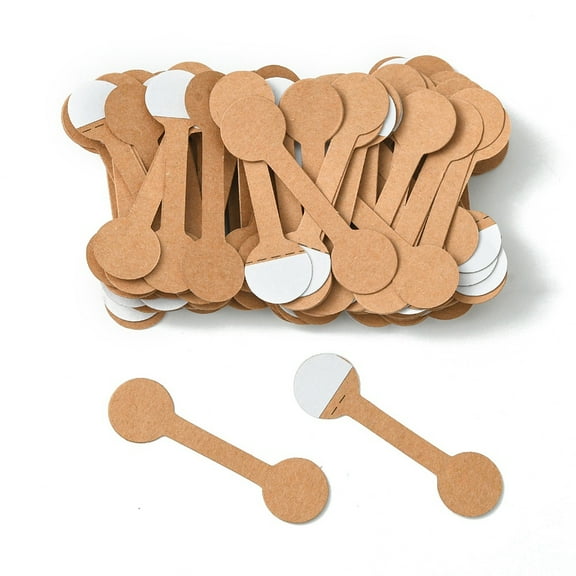 100 pc Paper Fold Over Blank Sticky Price Tags Round Peru 5x1.4x0.02cm