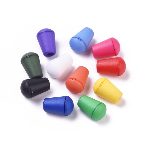 100 pc Plastic Detachable Bell Stopper Cord Ends with Locking Lid Cap for Backpack Drawstrings Accessories Mixed color 18x12mm Hole: 4.5mm