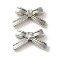 thumbnail image 1 of 100 pc Rack Plating Alloy Beads Cadmium Free & Nickel Free & Lead Free Bowknot Platinum 11x17.5x4mm Hole: 1.8mm, 1 of 3