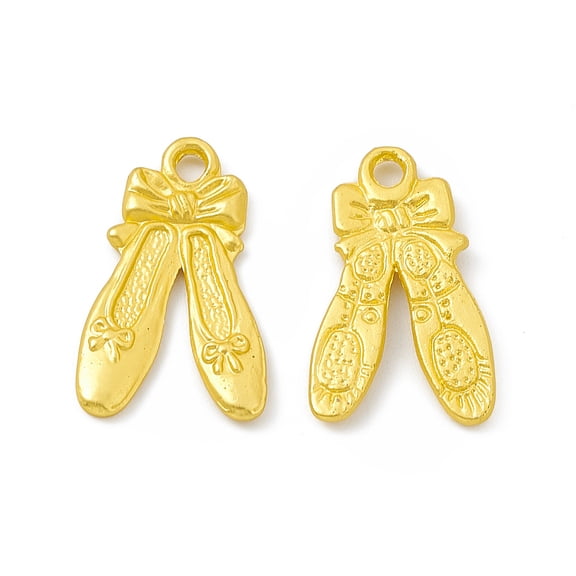 100 pc Rack Plating Alloy Pendants Cadmium Free Lead Free Nickle Free Ballet Shoes Charms Matte golden color 20.5x12x1.5mm Hole: 1.8mm