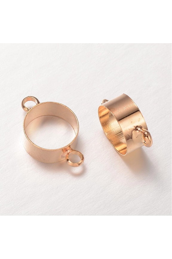 100 pc Rack Plating Brass Links Open Back Bezels For DIY UV Resin Epoxy Resin Pressed Flower Jewelry Circle Golden 14.5x9x4mm Hole: 2mm Tray: 8mm