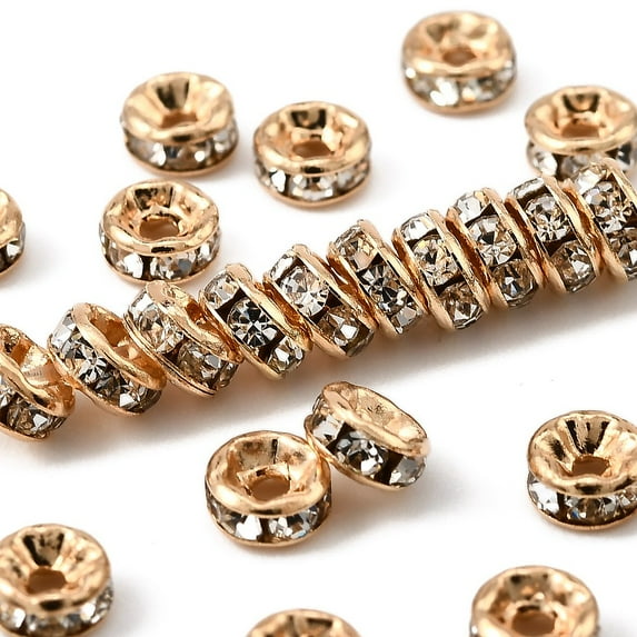 100 pc Rack Plating Brass Rhinestone Rondelle Space Beads for DIY ...