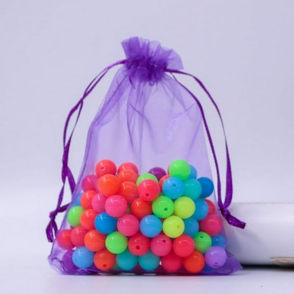 100 pc Rectangle Organza Drawstring Bags Dark Violet 9x7cm Organza