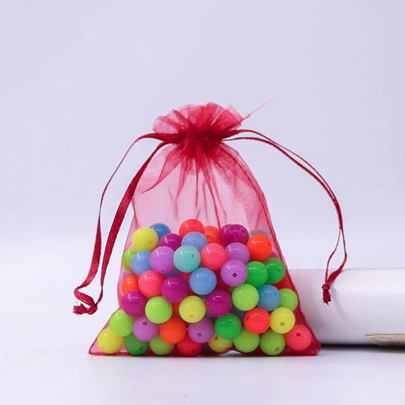 100 pc Rectangle Organza Drawstring Bags FireBrick 9x7cm