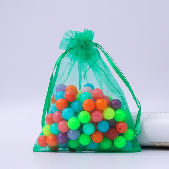 100 pc Rectangle Organza Drawstring Bags Medium Sea Green 9x7cm
