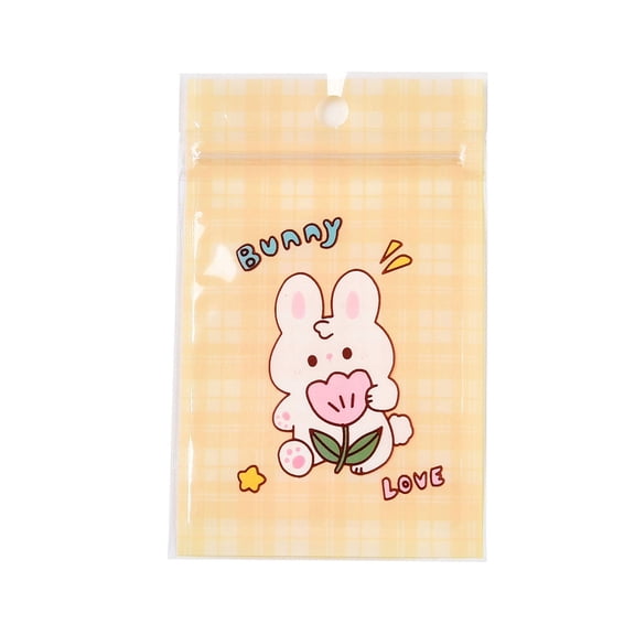 100 pc Rectangle Plastic Packaging Resealable Bags with Cartoon Animal Pattern Top Self Seal Pouches Rabbit 11x7.5x0.15cm Unilateral