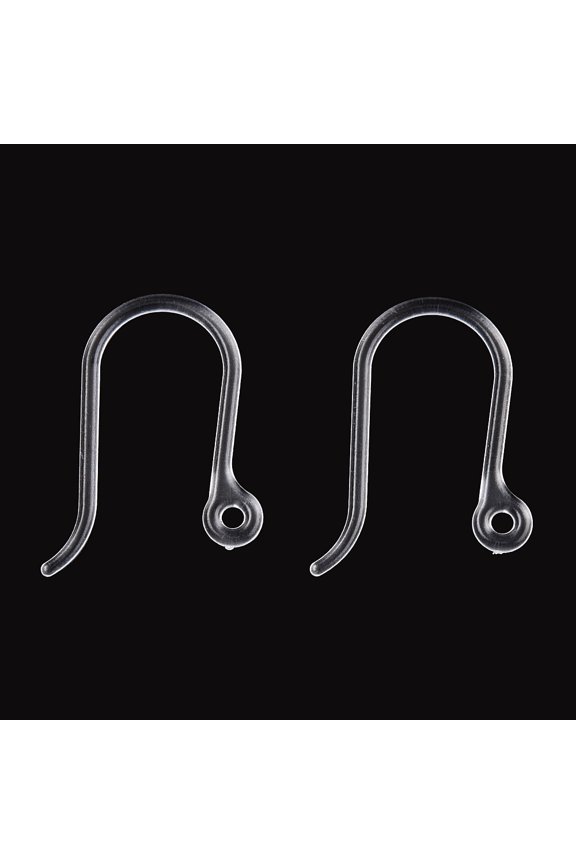 100 pc Resin Earring Hooks Ear Wire with Horizontal Loops Clear 13mm Hole: 0.8mm 20 Gauge Pin: 0.8x0.6mm