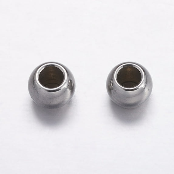 100 pc Resistant 304 Stainless Steel Spacer Beads Round Stainless Steel Color Hole: 2mm 5x4.5mm