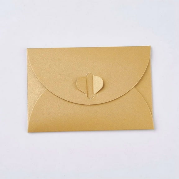 100 pc Retro Colored Pearl Blank Mini Paper Envelopes Wedding Party Invitation Envelope DIY Gift Envelope Heart Closure Envelopes Rectangle Goldenrod 7.2x10.5cm