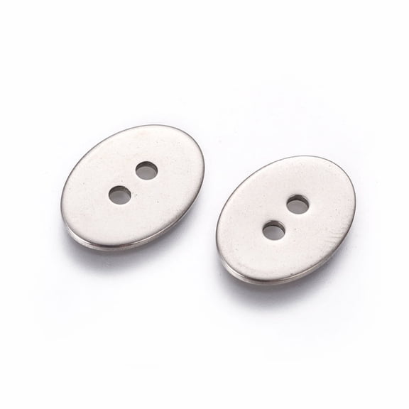 100 pc Tarnish Resistant 201 Stainless Steel Buttons Oval 2-Hole Stainless Steel color 17x12x1mm Hole: 1.8mm