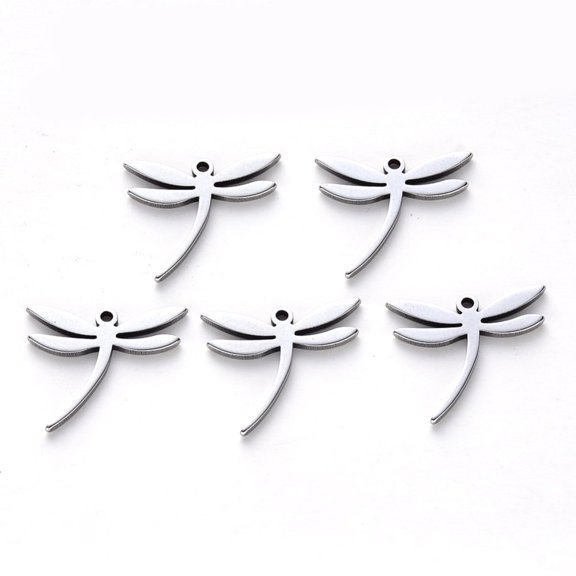 100 pc Tarnish Resistant 304 Stainless Steel Pendants Laser Cut Dragonfly Stainless Steel color 15x16.5x1mm Hole: 1.2mm