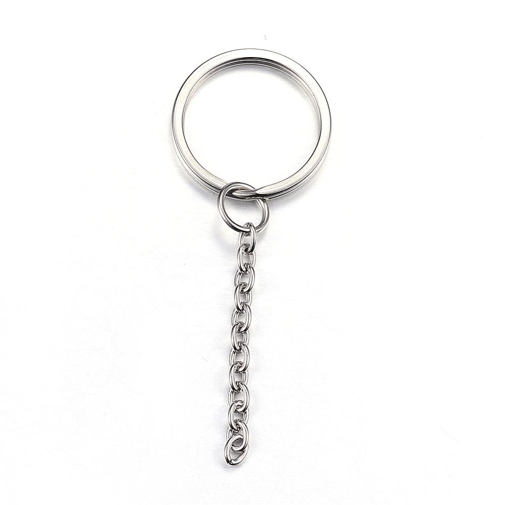 100 pc Tarnish Resistant 304 Stainless Steel Split Key Rings Keychain Clasp Findings