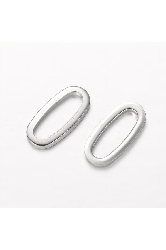 100 pc Tarnish Resistant Oval 304 Stainless Steel Link Rings Stainless Steel color 16x9x1mm Hole: 4x13mm