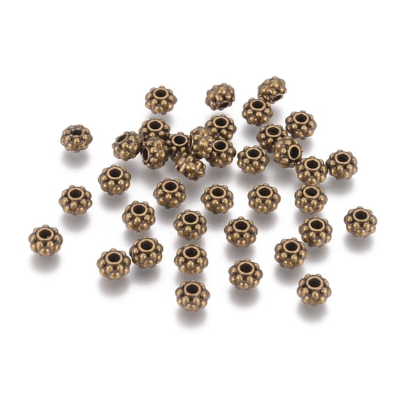 100 pc Tibetan Style Spacer Beads Bronze Color Lead Free & Nickel Free & Cadmium Free about 6.5mm in diameter 4.5mm long hole: 1mm