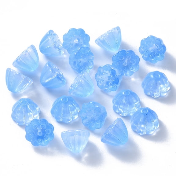 100 pc Transparent Baking Painted Glass Beads Imitation Jade Lotus Pod Cornflower Blue 11x10.5x8mm Hole: 1mmDIY
