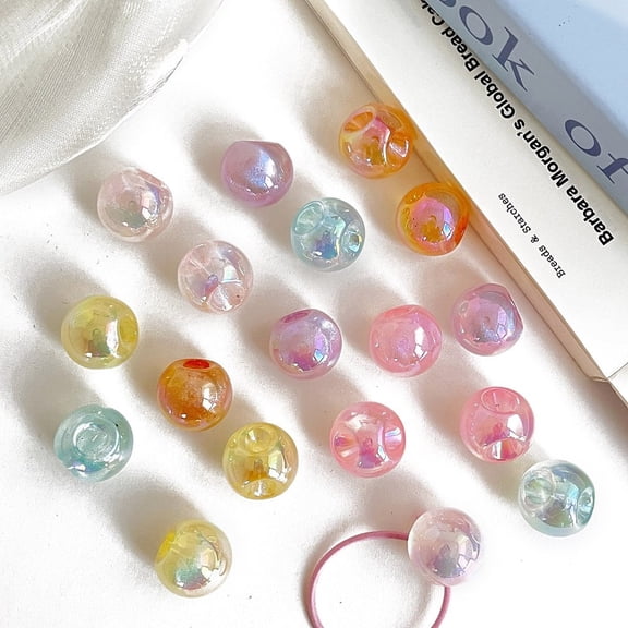 100 pc Transparent UV Plating Acrylic Beads Iridescent Round Mixed Color 18.6mm Hole: 3.8mm