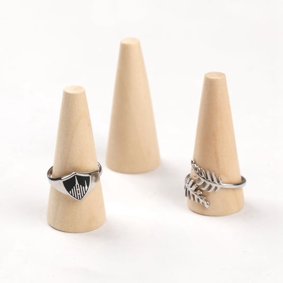 100 pc Wood Ring Display Frame Cone Antique White 1.7x4.45cm