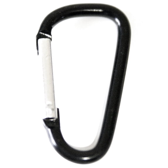 100 pcs - 1-7/8 inch Black Aluminum Carabiner D Shape Round Edge, Keychain Clip, Spring Snap Key Chain Clip Hook