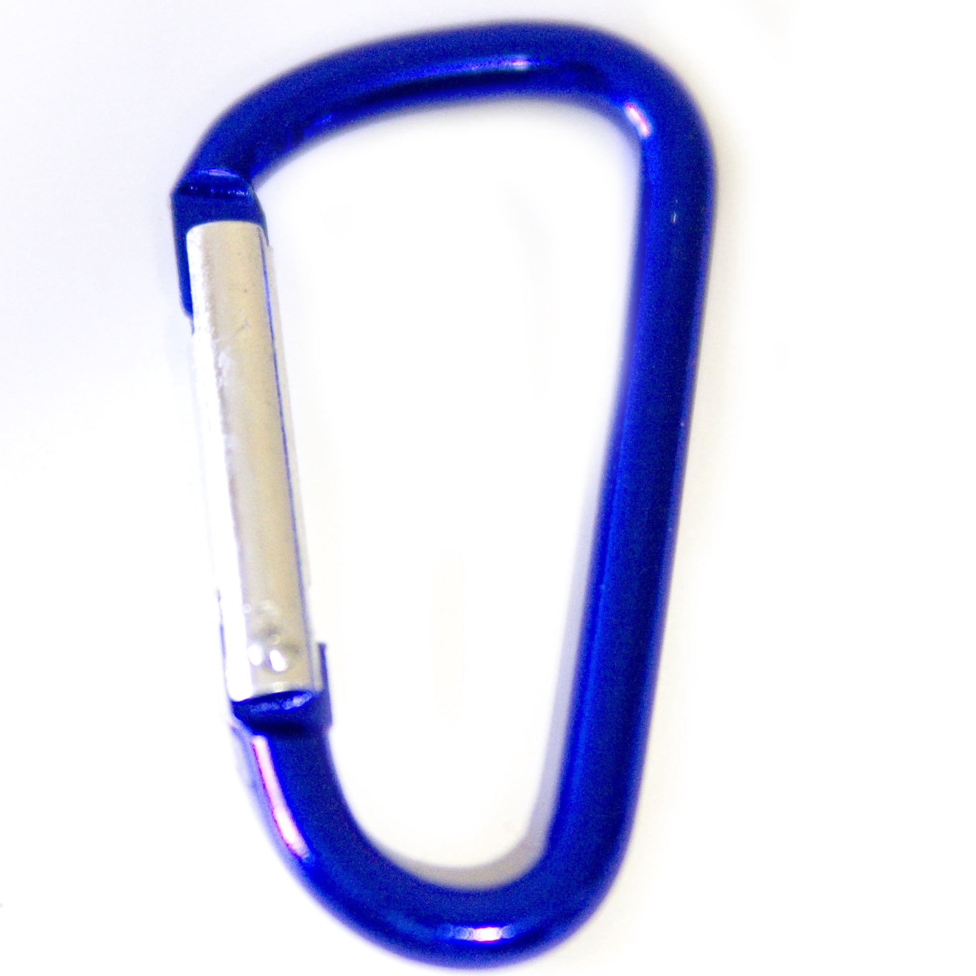 100 pcs - 1-7/8 inch Blue Aluminum Carabiner D Shape Round Edge, Keychain Clip, Spring Snap Key Chain Clip Hook