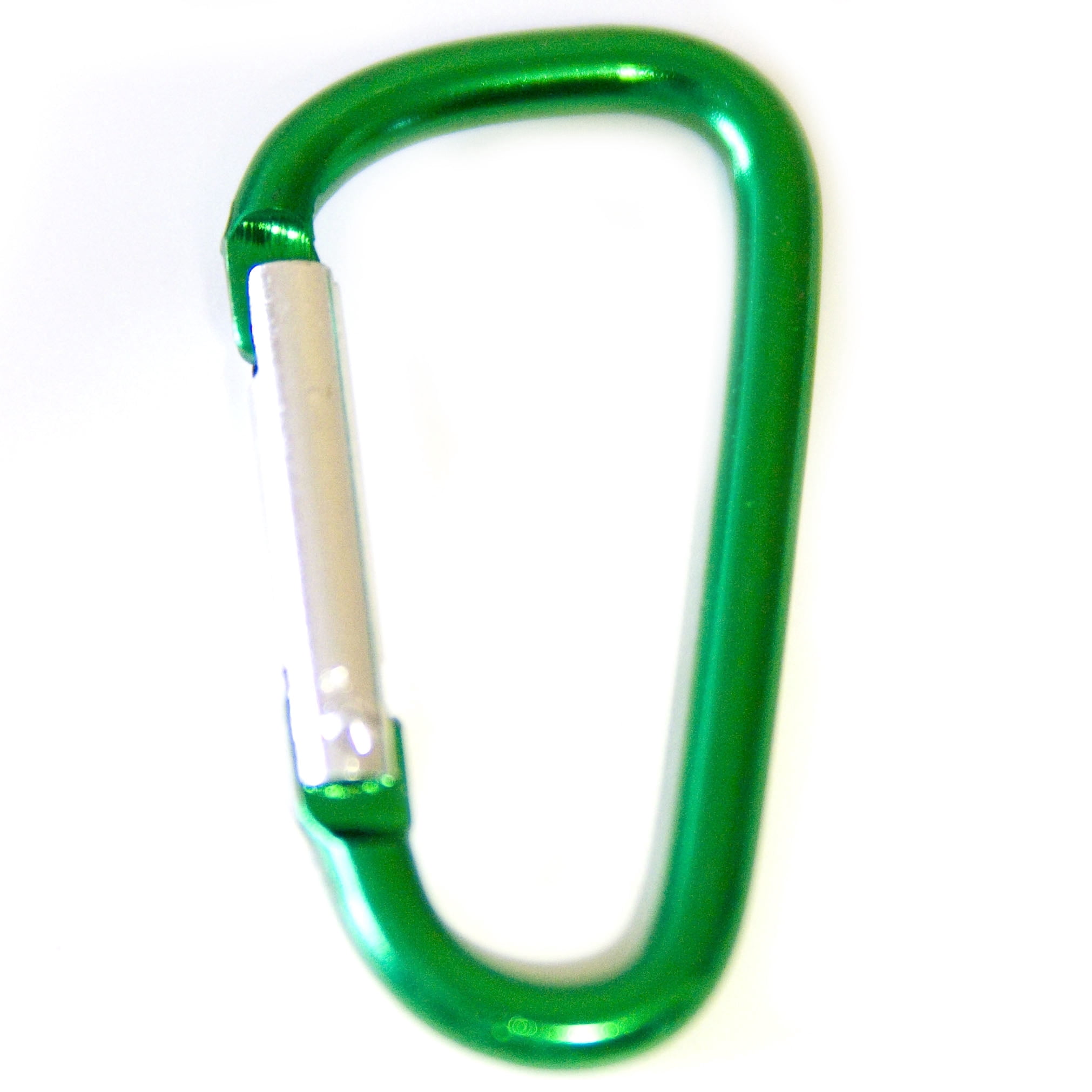 100 pcs - 1-7/8 inch Green Aluminum Carabiner D Shape Round Edge, Keychain Clip, Spring Snap Key Chain Clip Hook