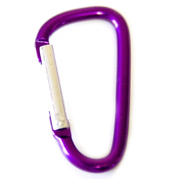 100 pcs - 1-7/8 inch Purple Aluminum Carabiner D Shape Round Edge, Keychain Clip, Spring Snap Key Chain Clip Hook