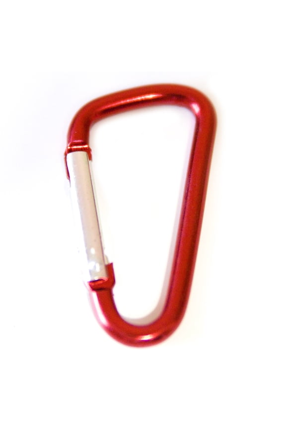 100 pcs - 1-7/8 inch Red Aluminum Carabiner D Shape Round Edge, Keychain Clip, Spring Snap Key Chain Clip Hook
